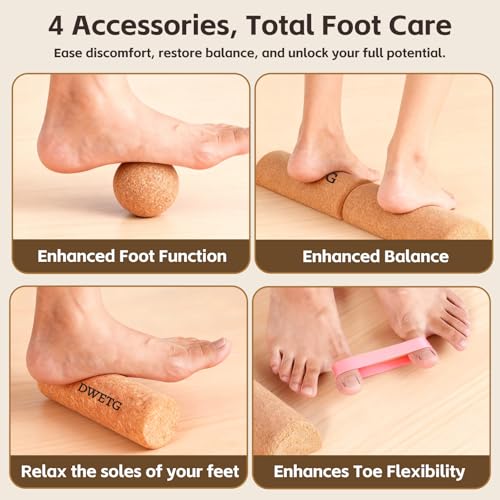 Cork Yoga Balance Board with Blocks and Resistance Bands, Non-Slip Yoga Balance Trainer for Pilates, Fitness, Stability, C...