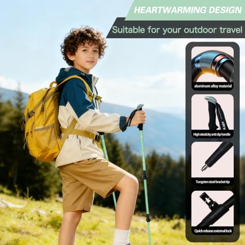 Yourjoy Hiking Trekking Poles for Kids, 2 Pack Anti Shock, Adjustable, Collapsible Hiking Poles for Trekking or Walking, L...