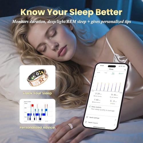 lumthou Enamel Craft Smart Ring for Women & Men - No Subscription Fee Fitness Tracker with Sleep Tracking, Heart Rate, SpO...