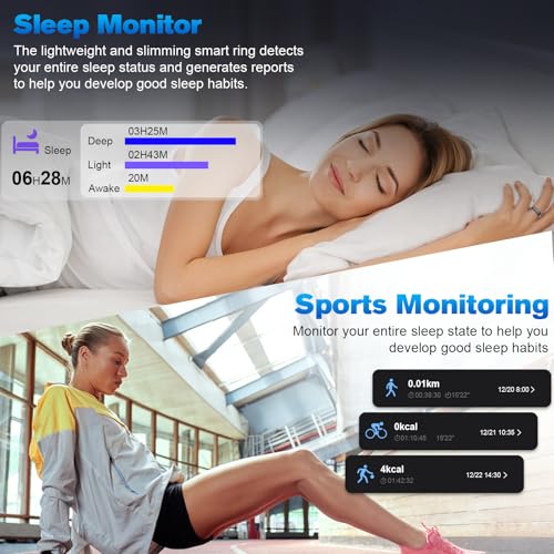 MagLoop Smart Ring Health Tracker for Men/Women with LED Dispay Screen,Fitness Ring Sleep Tracker,Fast Charging,for Pedome...
