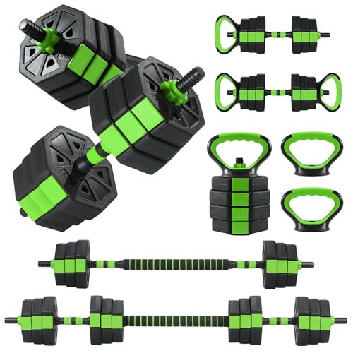 Adjustable Dumbbells, 44/66/88Lbs Free Weight Set with Connector, 4 In1 Weight Dumbbell Set Used As Kettlebells, Barbell, ...