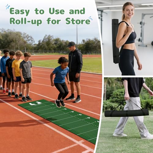 Standing Long Jump Mat, Broad Jump Measurement Mat for Training and Testing, Non Slip Jumping Measurement Tool for Gym, Sc...