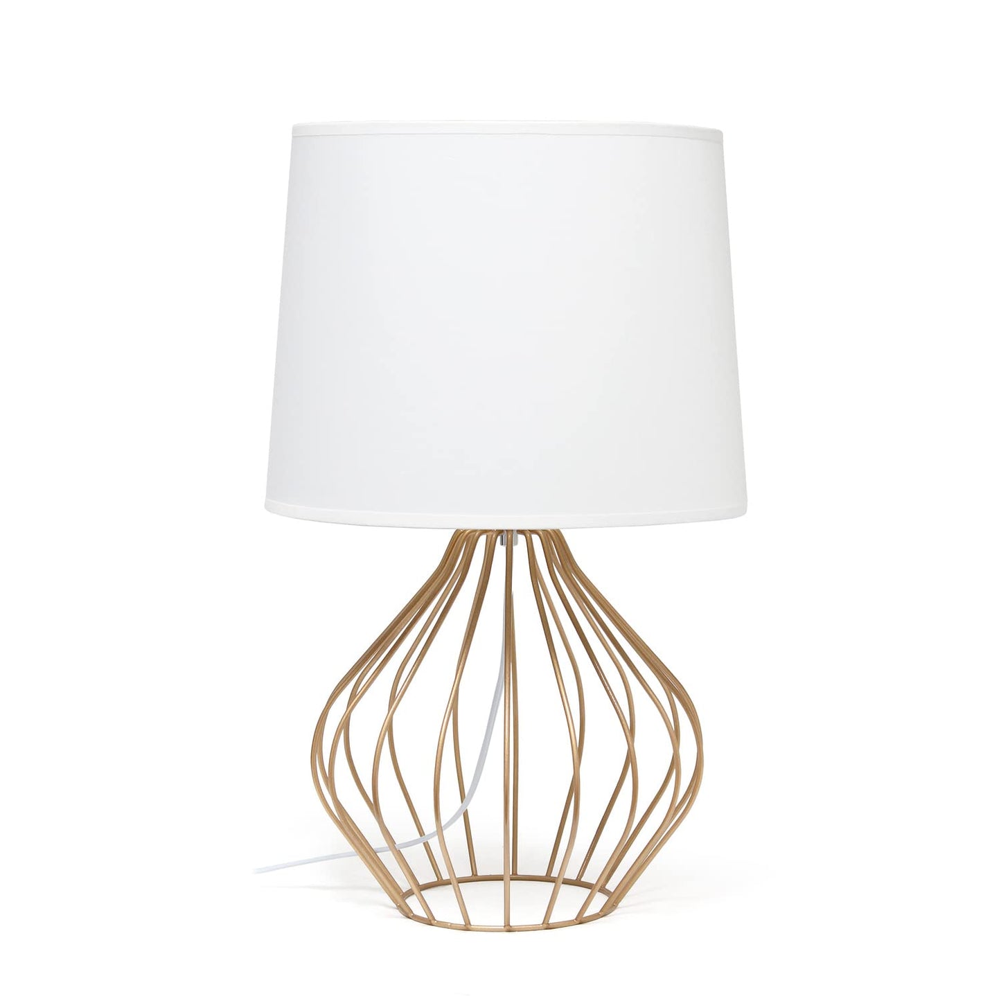 Simple Designs LT2086-WOC Copper Base Bedside Table Lamp, White Shade, 12.25inL x 12.25inW x 19.75inH