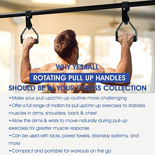 Yes4All Rotating Pull Up Handles for Pull Up Bar/Pull Up Grips/Barbell handles with Non-Slip & Foam Pad Grips - Twist Moti...