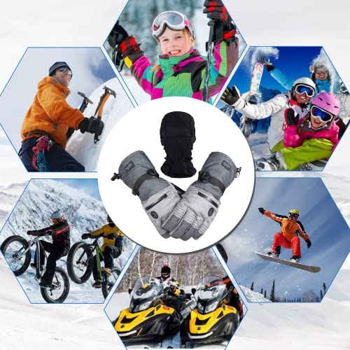 CAMYOD Men Ski Gloves, Winter Warm Waterproof Breathable Snow Gloves with Balaclava Set for Snowboard, Snowmobile in Cold ...