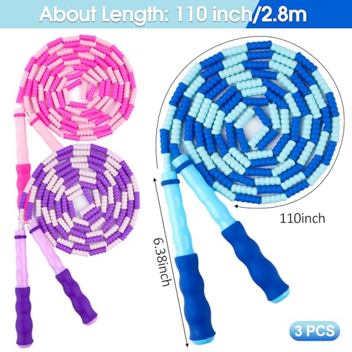Jump Rope for Kids, 9 Ft Adjustable Jump Ropes for 4 5 6 7 8 10 12, Segmented Soft Beaded Jumping Rope Age 8-12, Tangle Fr...