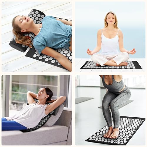 Fitvids Acupressure Mat and Pillow Set for Back/Neck Pain, Acupuncture Products to Relieve Muscle Fatigue, Improve Insomni...