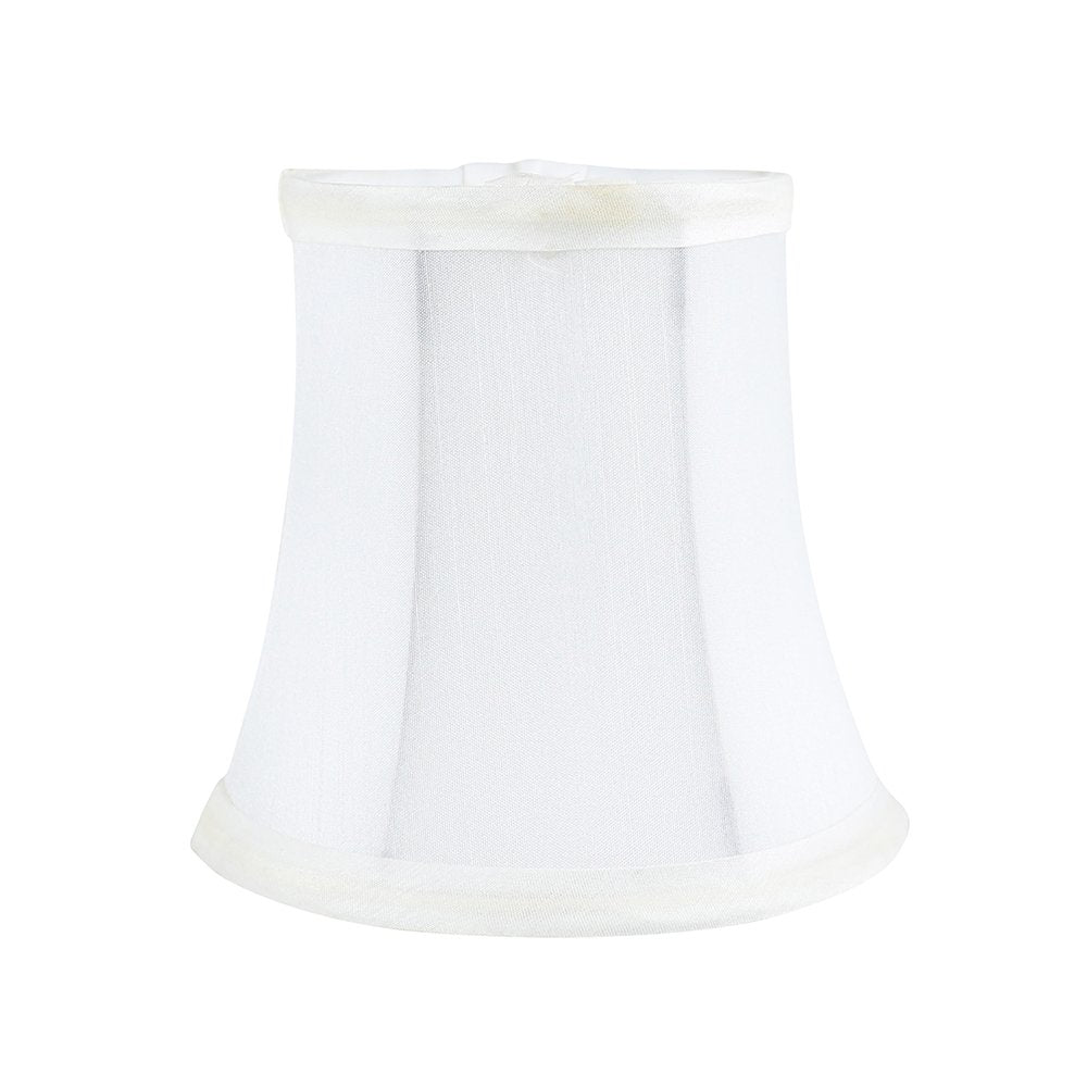 MERIVILLE Set of 6 Off White Faux Silk Chandelier Lamp Shades, Softback Bell Shape, Clip-On Fitter for Candelabra Bulbs, 3.5in x 5in
