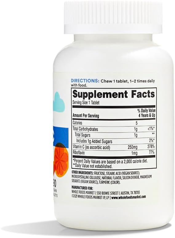 365 by Whole Foods Market, Kids Essentials Chewable Vitamin C, 90 Count (Pack of 2)