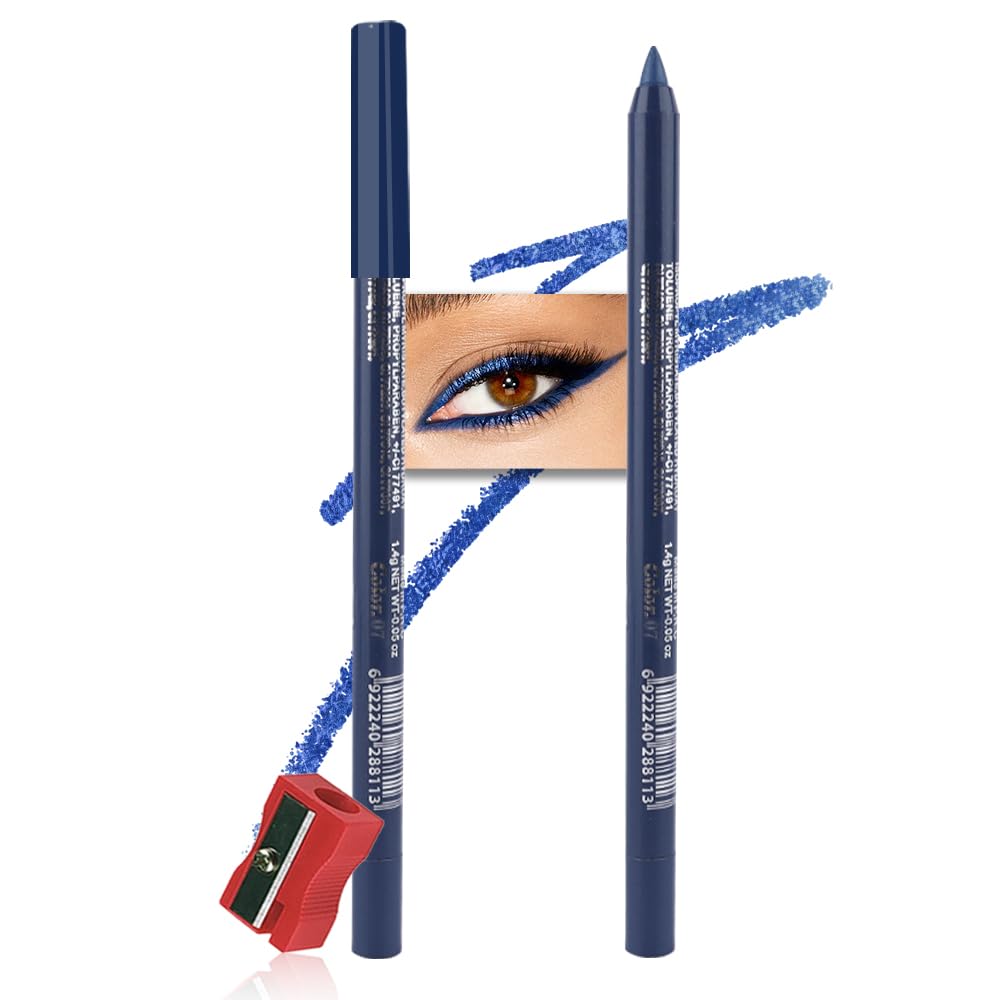 Kaely Gel Eyeliner Pencil for Women, Pearl Blue Eye Liner Waterproof Smudge Proof with Sharpener, Waterline Eye Makeup Liners, d