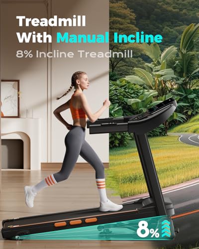 Treadmill for Home, 3.0HP Folding Treadmill with Incline, 300 lbs Capacity, Bluetooth & Heart Rate Sensor, Space-Saving De...