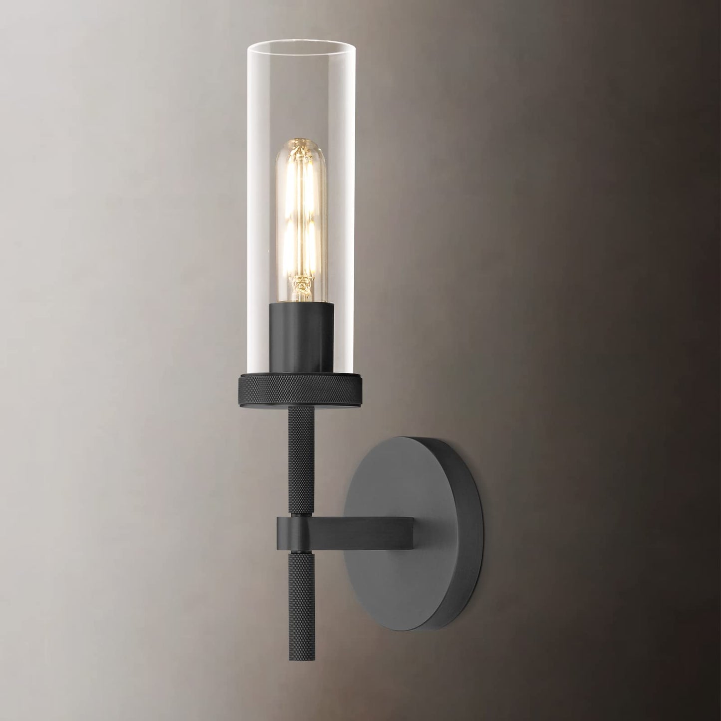 Zhtiechui Black Wall Sconces Bathroom Vanity Wall Sconces  Glass Tube Wall Sconces 14  Sconces Wall Lighting Indoors  Wall Lights For Mirror  Living Room  Bedroom  Hallway (Including Bulb)