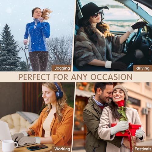 Pleneal Winter Gloves for Women, Warm Touchscreen Texting Knit Fleece Lined Thermal Glove for Cold weather