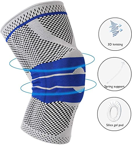 EOYEA Knee Brace Compression Sleeve for Knee Pain Wraps Patella Stabilizer with Silicone Gel Spring Support, Hinged Kneepa...