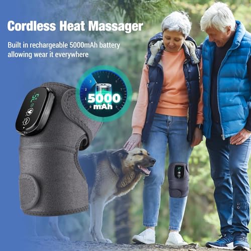 NORTHERN BROTHERS Cordless Heated Knee Massager with Heat & Vibration, 3 Heat Levels & 3 Vibration Modes, 5000mAh Recharge...
