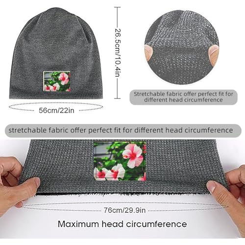 YANYU Hibiscus Flowers Print Lightweight Waffle Pullover Hat Men Women Winter Headwear Outdoor Camping Travel