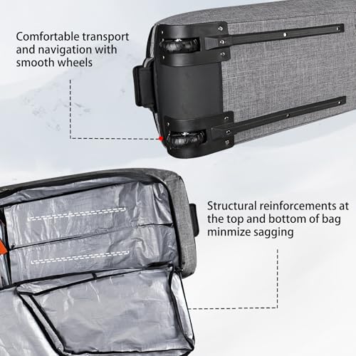Goloni Ski Bag with Wheels,Padded Snowboard Bag for Air Travel,600D Waterproof Fabric,Foldable Snow Bag Fits 2 Pairs Skis