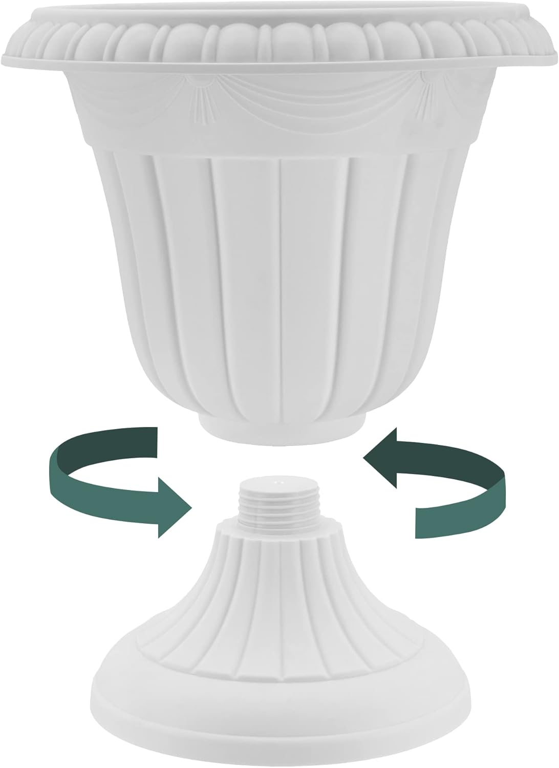 PL00TP Classic Traditional Plastic Urn Planter Indoor/Outdoor, 16" x 18", Taupe