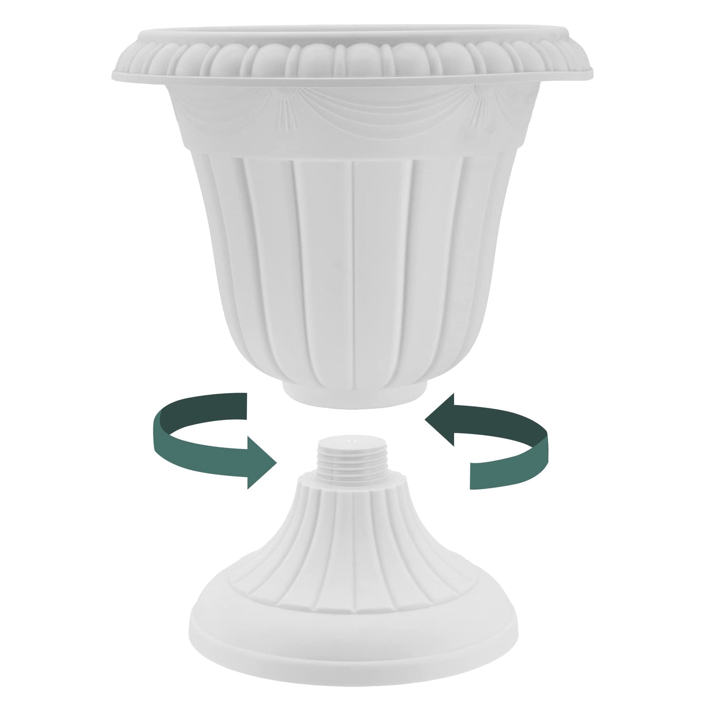 Arcadia Garden Products PL10BG Classic Traditional Plastic Urn Planter Indoor/Outdoor 15" x 13", Beige
