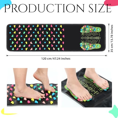 TrelaCo Foot Massage Mat Reflexology Walk Stone Road Foot Massage Acupoint Mat for Acupressure Relaxes for Long Sitting El...