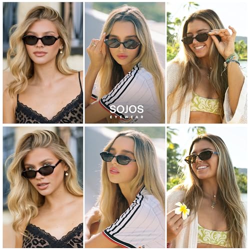 SOJOS Retro Rectangle Polarized Sunglasses for Women Men Trendy Hexagon Narrow Chic Y2K Sunnies SJ2629