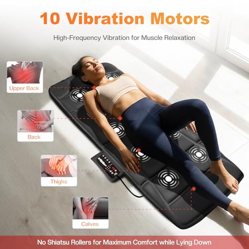 CILI Massage Mat Full Body,Massager Chair Pad,10 Vibration Motors & 5 Massage Modes,Back Massager for Bed,Massage Mattress...
