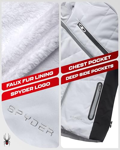 Spyder Womens Ski Jacket - Faux Fur Lined Insulated 3 in 1 Puffer Jacket - Reversible Quilted Winter Coats for Women