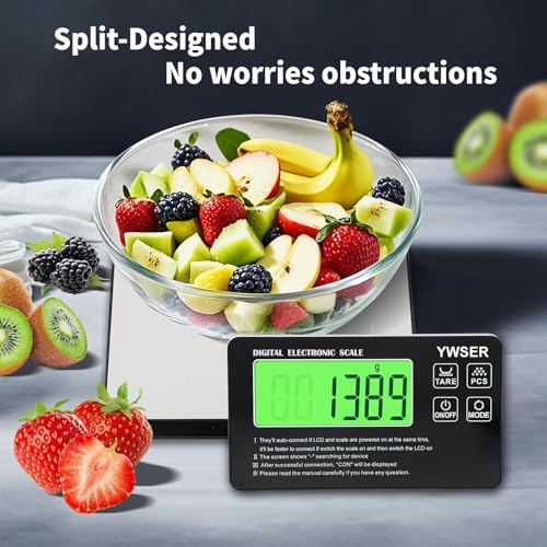 33lb Wireless Magnetic Digital Kitchen Scale with Remote LCD Display, Split-Designed for Easy Cleaning, 0.1oz/1g Precisio...