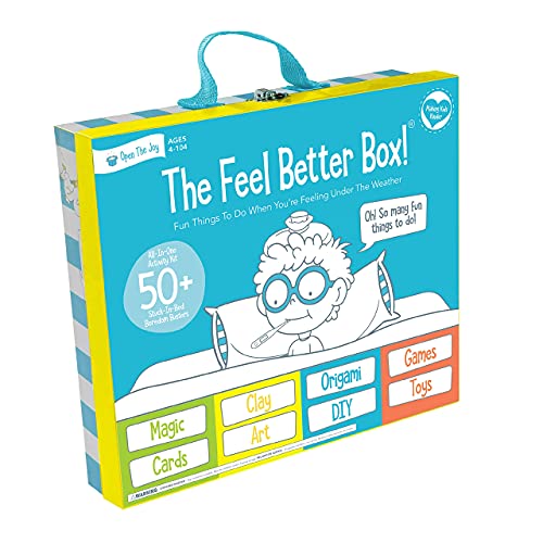 Open The Joy Feel Better Box: Get Well Soon Kids Gifts Basket, 50+ Fun Activities, Games, Toys, Conversation Cards, Origam...