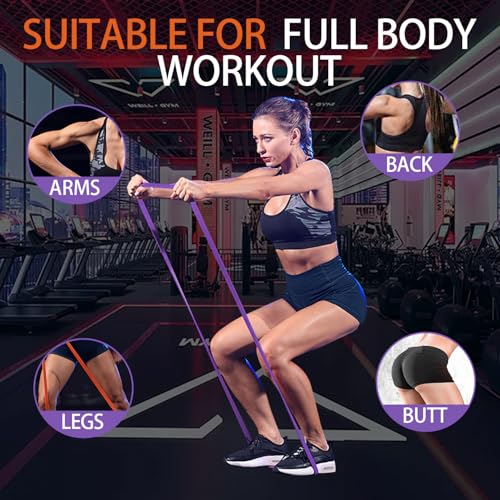 Heavy Duty Resistance Bands Set, 4 Resistance Levels 25-175LBS, 82 Inch Natural Rubber Workout Bands for Home Gym Travel, ...