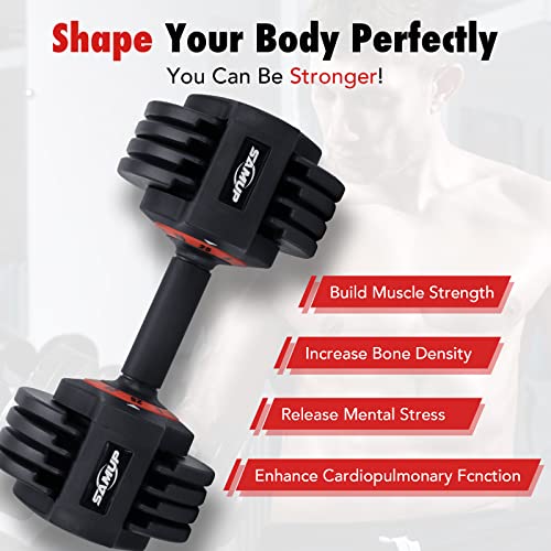 25/55 lbs Pair Adjustable Dumbbells Set, Dumbbells with Anti-Slip Metal Handle for Exercise & Fitness Fast Adjust Weight f...