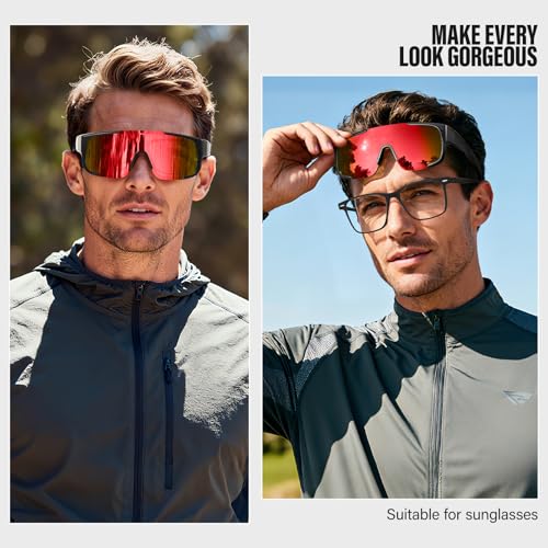 Fit Over Glasses Sunglasses for Men Polarized Sun Glasses Sports Wrap for Driving Cycling Running UV400 Protection