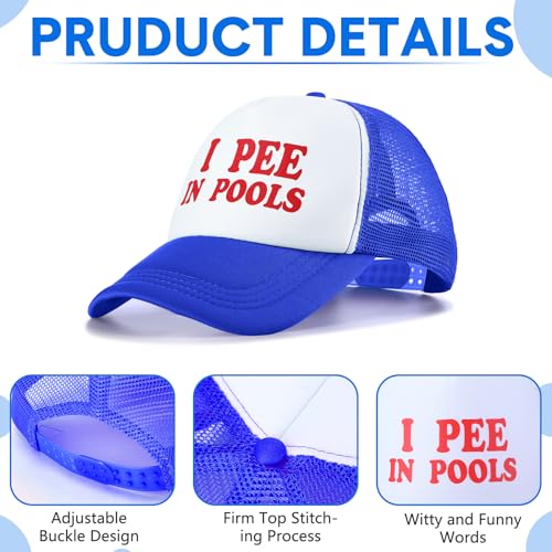 Jiuguva 2 Pieces Funny Trucker Cap I Pee in Pools Hat Funny Dare Gag Gift Joke American Flag Hat