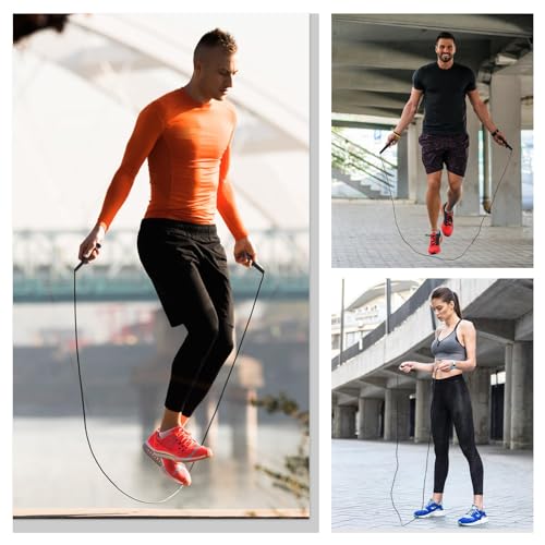 10 ft Speed Jump Rope with Handle, Adjustable Skipping Rope for Men Women, 3 oz Ultra-light Professional Fitness Boxing Cr...