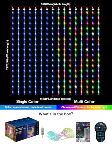 openRGB Smart Curtain Lights, LED Color Changing Curtain Lights, Dynamic DIY String Lights 7.9x7.9FT, App & Remote Control...