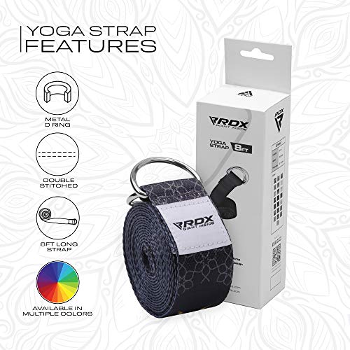 RDX 8ft Yoga Strap with D-Ring Buckle, Durable Polyester Cotton Adjustable Belts for Stretching Pilates Dance Gymnastics F...