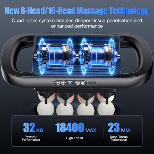 Stellamist 16 Head Massage Gun Set, Deep Tissue Percussion Massager, Knot-Buster, Muscle Massager Pain Relief, Percussion ...
