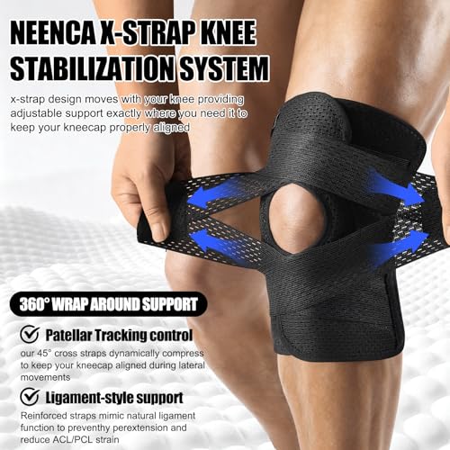 NEENCA Knee Brace for Knee Pain, Compression Knee Support with Air Mesh Fabric, Adjustable Knee Wrap with Side Stabilizer...