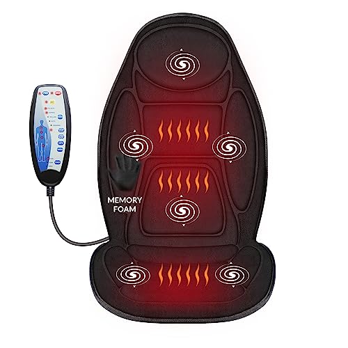 Snailax Back Massager with Heat, Memory Foam Chair Massage Pad, 5 Massage Modes & 2 Heat Settings, Seat Massager for Offic...