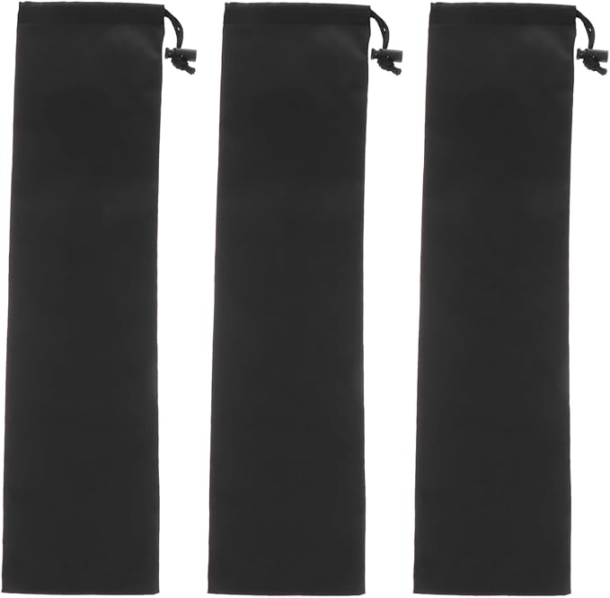 Tent Pole Bag 19inch Trekking Poles Carrying Bag Replacement Case for Walking Stick Black 3PCS