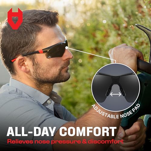 NoCry Safety Sunglasses with Green Tinted Wraparound Lenses; Tinted Safety Glasses for Men and Women with Adjustable Arms...