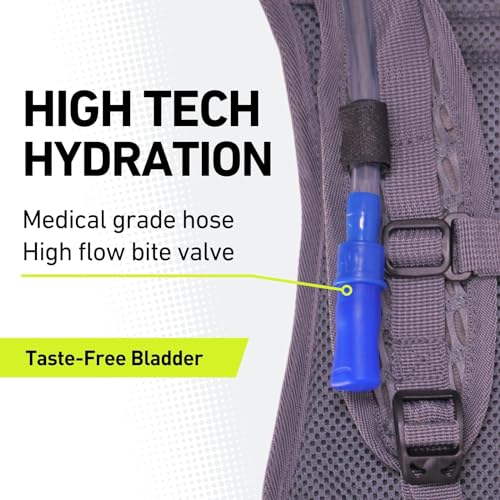 Vibrelli Hydration Backpack & 2L Hydration Bladder - High Flow Bite Valve - Hydration Pack for Cycling, Running, Hiking