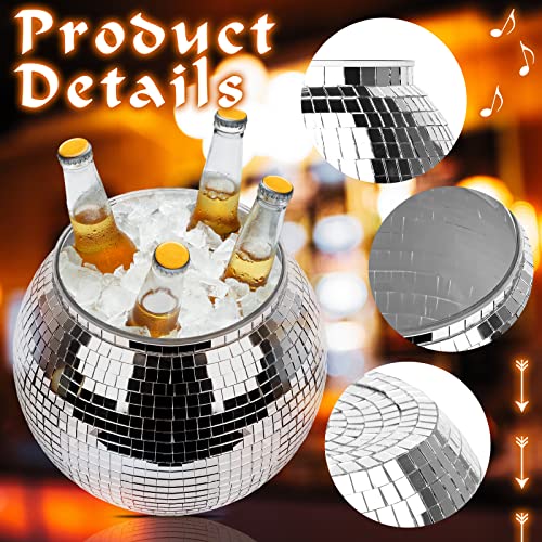 Disco Ball Ice Bucket Beverage Tubs Disco Ball Bowl Vase Cup Drink Bucket for Parties,Large Retro Drink Bucket for Beer Co...