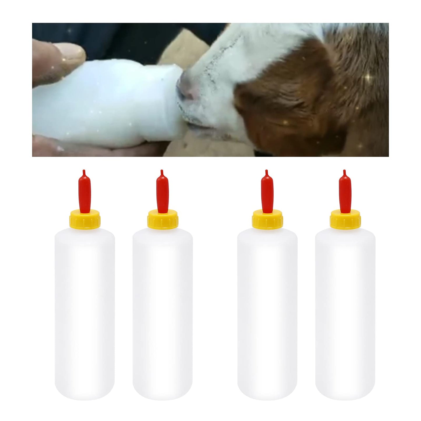 ZUDKSUY 5 Sets 400ml Lamb Feeding Bottle, Lamb Goat Nipples, Kid Livestock Drink Bottle, Goat Bottles for Feeding Baby Goats, Milk Feeder Bottles for Farm