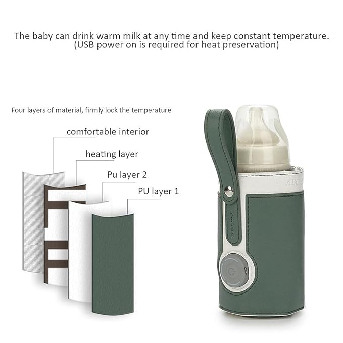 GOTOTOP Bottle Warmer Bag Portable Baby Bottle Warmer Leather Three Gears Adjustable Heated Bottle Bag Car Portable Thermostat Heating Cup Cover (e)