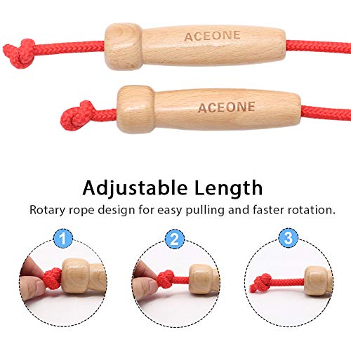16 FT Long Jump Rope for Kids, Adjustable Double Dutch Skipping Rope with Wooden Handle, Multiplayer Team Jumping Rope for...
