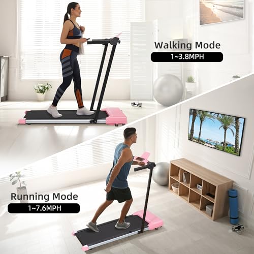 SnyFuitur Walking Pad with Handle Bar, Foldable Treadmill for Small Space - with Handles, Safety Key, 2.5HP Quiet Brushles...