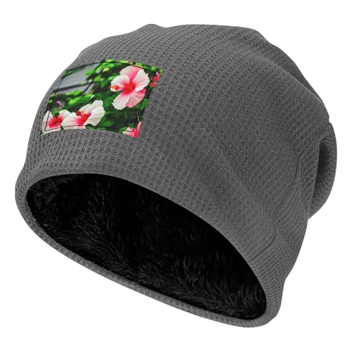 YANYU Hibiscus Flowers Print Lightweight Waffle Pullover Hat Men Women Winter Headwear Outdoor Camping Travel