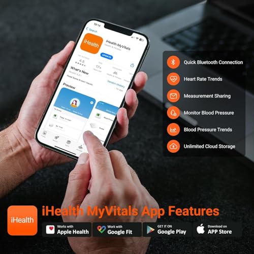 iHealth Push Wrist Blood Pressure Monitor, Digital Bluetooth Blood Pressure Machine with Large Display and Portable Carryi...