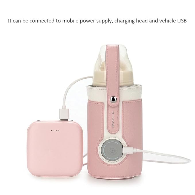 GOTOTOP Bottle Warmer Bag Portable Baby Bottle Warmer Leather Three Gears Adjustable Heated Bottle Bag Car Portable Thermostat Heating Cup Cover (b)